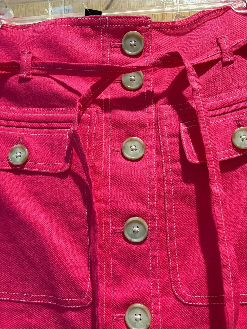J Crew Bright Pink Button-Front A-Line Skirt - Picture 2 of 4